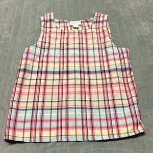 Christopher & Banks Plaid Tank Top, Colorful, Boho, Retro, Size M